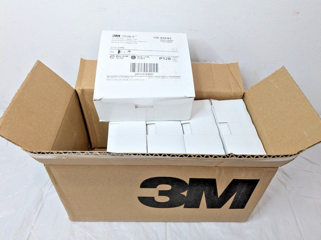 250 PACK 3M Stikit Film Discs 375L w/Tabbed Liner 5"Dia P120 55692 7100106643