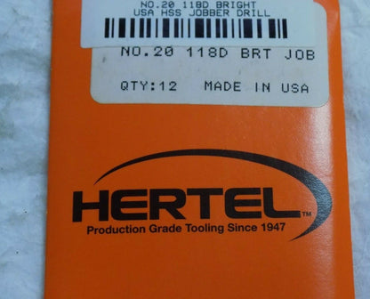 Hertel Jobber Drills  0.1610" x 2-1/8" 118º HSS QTY 24 01178201