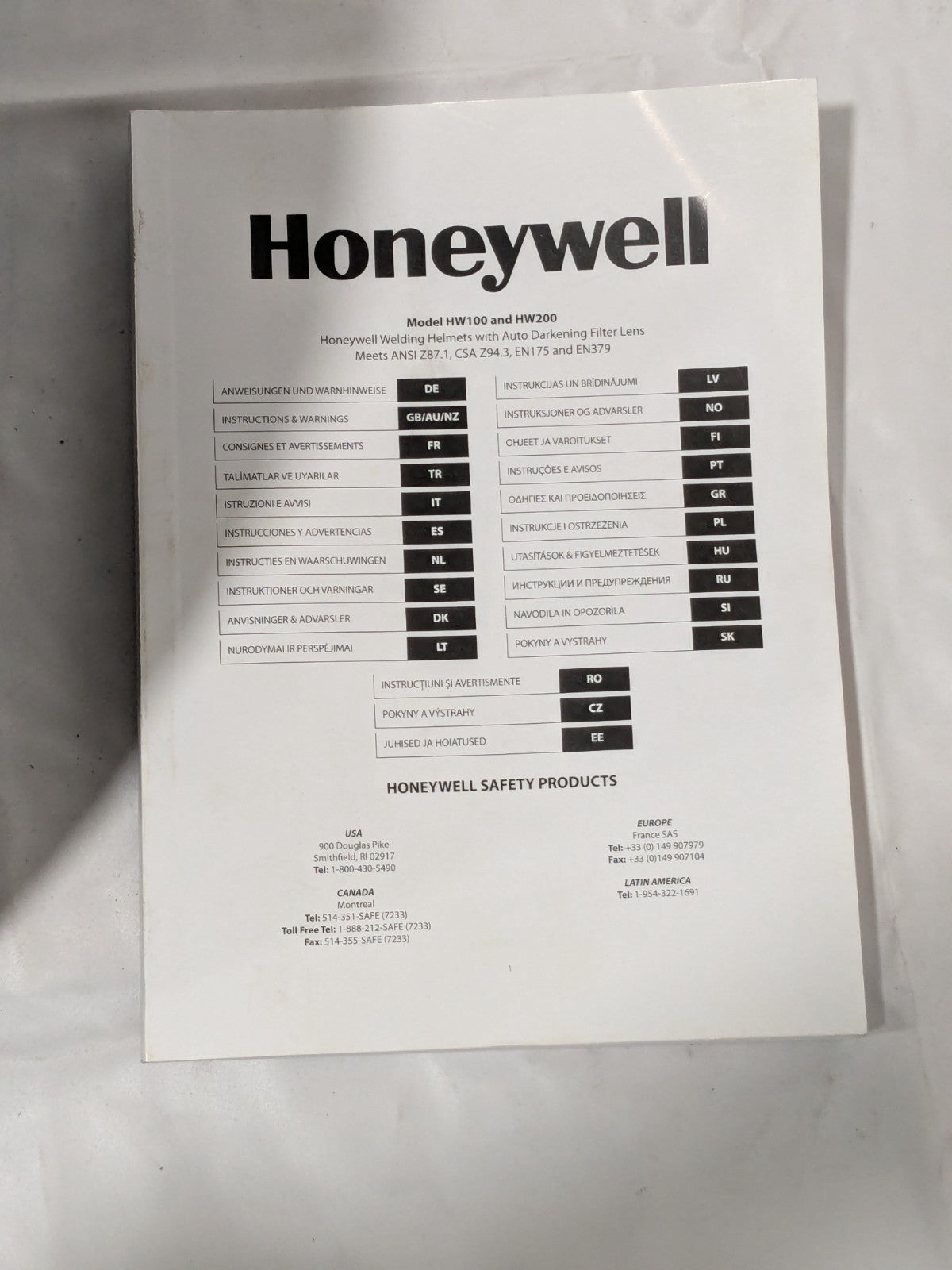 Honeywell Welding Helmet: Black, Nylon, Shade 9 to 13 HW200