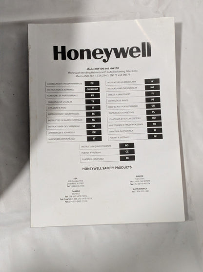 Honeywell Welding Helmet: Black, Nylon, Shade 9 to 13 HW200