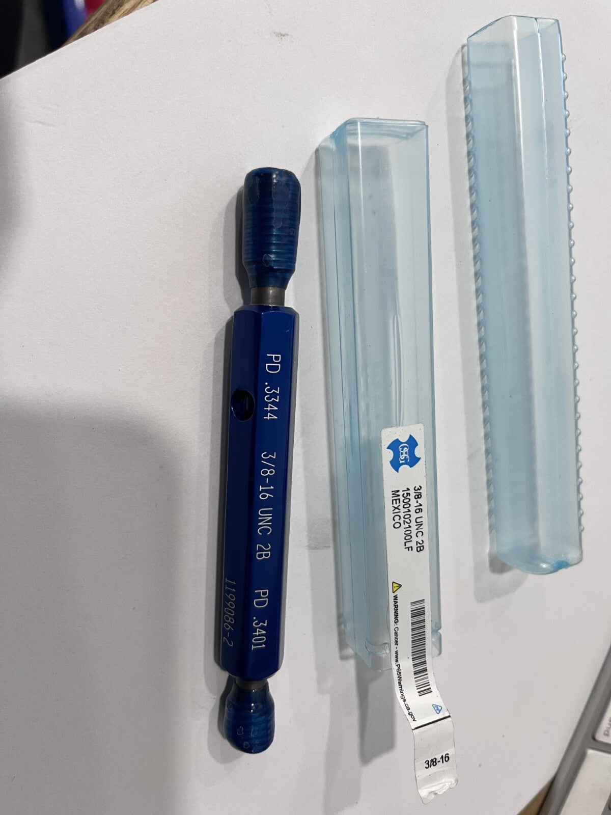 OSG Plug Thread Gage: 3/8-16 Thread 2B Class, Double End Go & No Go