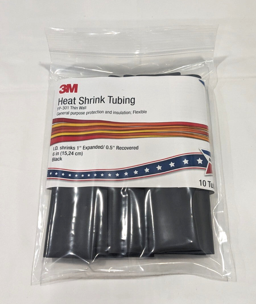 3M Heat Shrink FP-301 Thin-Wall Tubing  6"-Black 10 pcs 7000133691