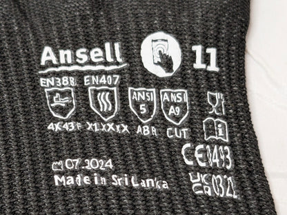 Ansell Hyflex Cut Resistant Gloves Black Size 11 ANSI 5/9 QTY 12 PAIRS 11-591/11