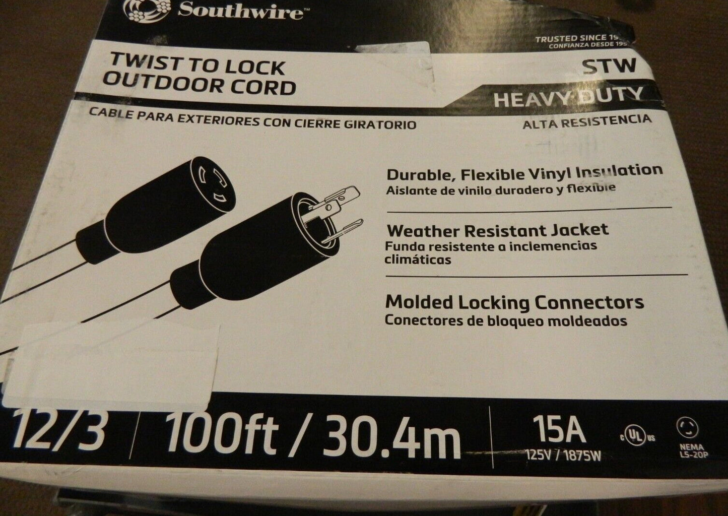 SOUTHWIRE 100', 12/3 Gauge/ConductorsYellow Wet/Dry Extension Cord 9029SW88