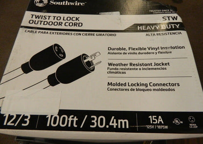 SOUTHWIRE 100', 12/3 Gauge/ConductorsYellow Wet/Dry Extension Cord 9029SW88