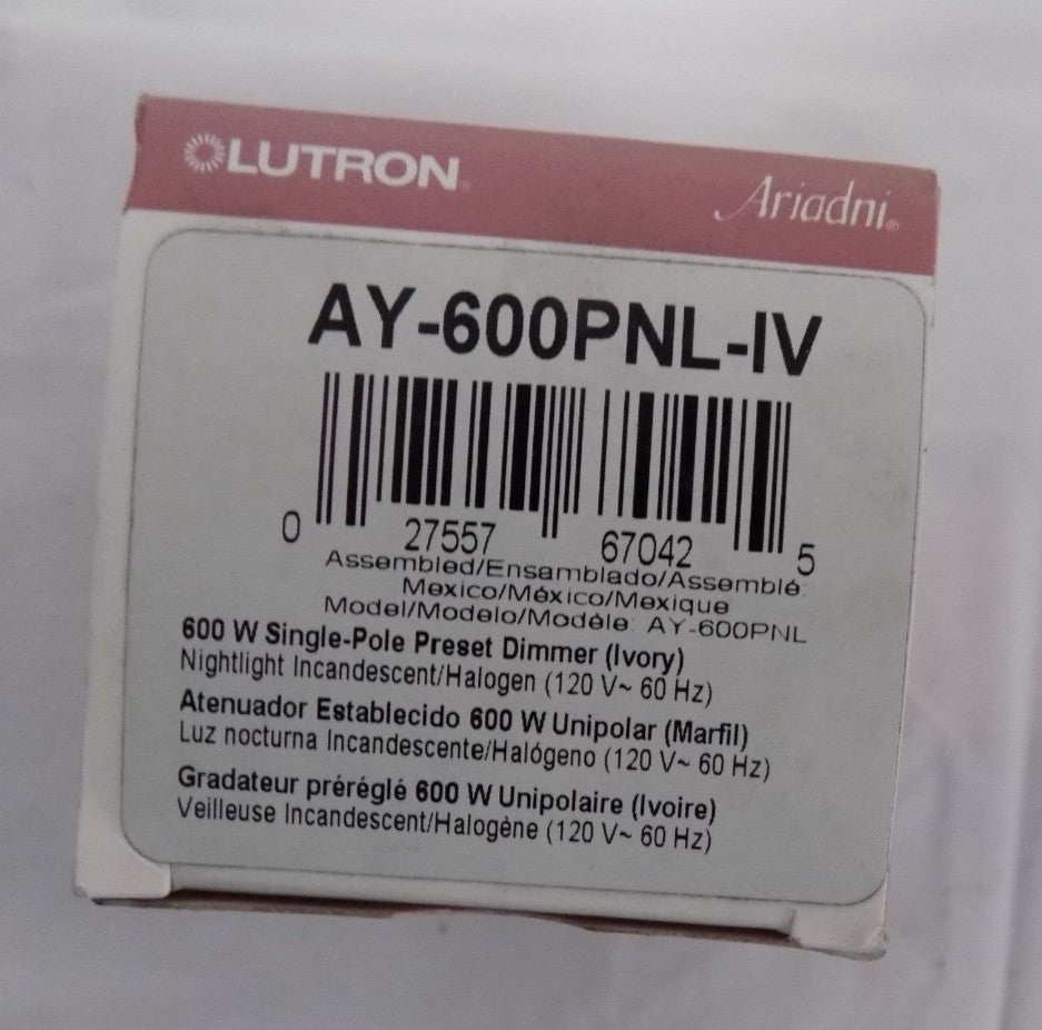 Lutron AY-600PNL-IV Ariadni Dimmer with Locator Night Light Ivory