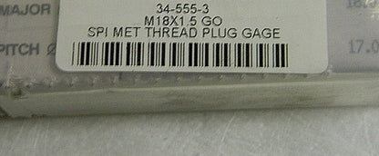 SPI Single End Plug Thread Go Gage M18 x 1.5 6H 34-555-3