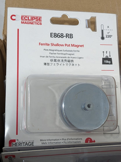 ECLIPSE MAGNETICS Ceramic Pot magnet, Pull Force:39.6lb Qty 10 E868-RB