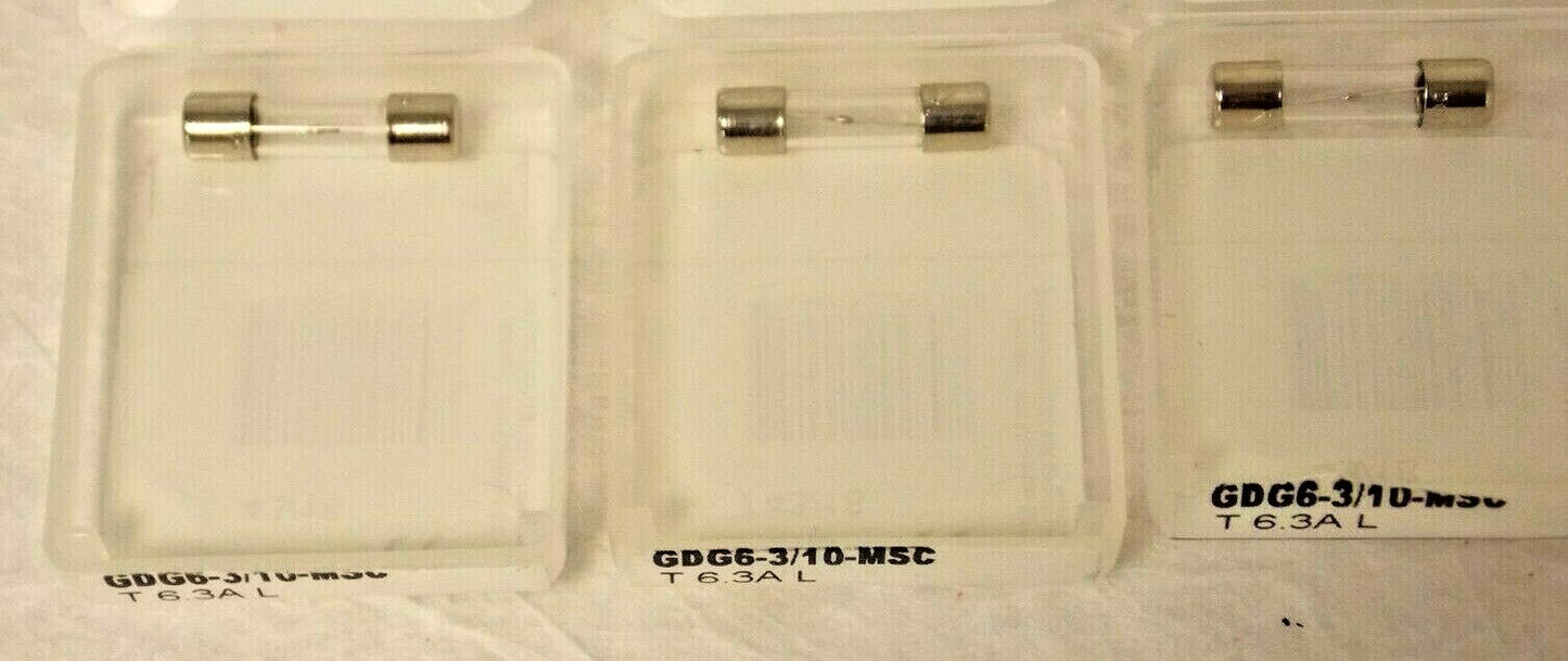Mersen Time Delay Mini Glass Fuse 250 VAC 6.3 Amp QTY 3 GDG6-3/10