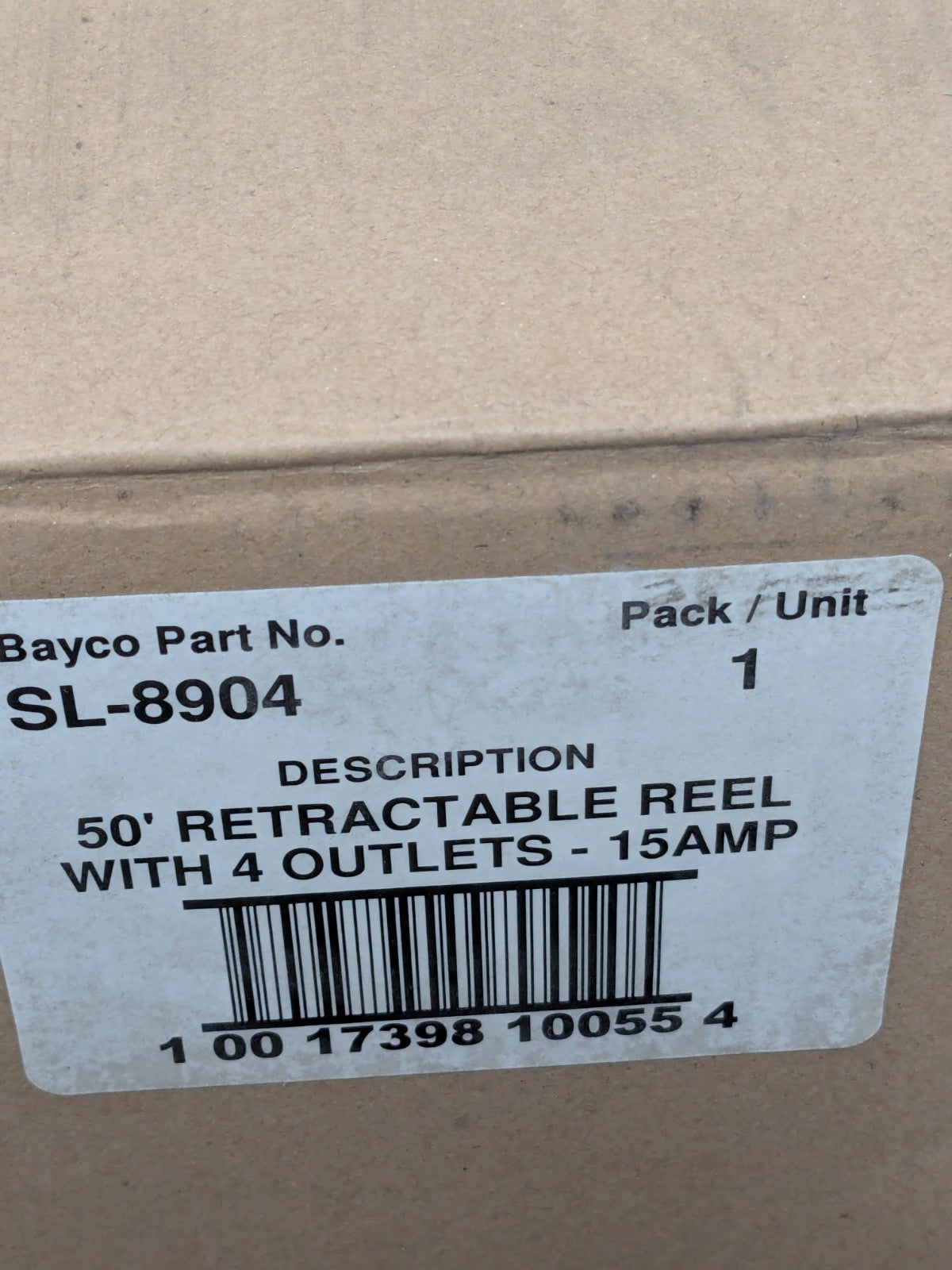 Bayco Cord & Cable Reel: 12 AWG, 50' Long, Outlet End 4 Outlet SL-8904
