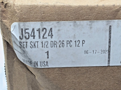 Proto 26 Piece 1/2" Drive Socket Set 3/8" to 1-1/4" 12 Pts w/Metal Case J54124