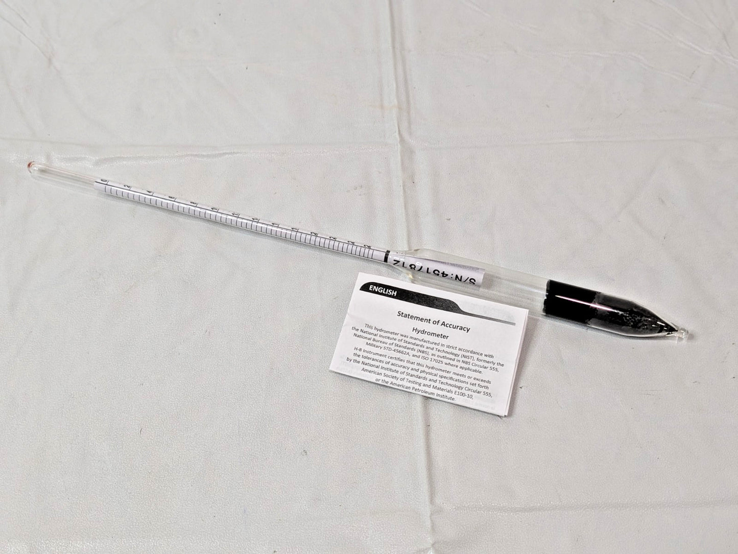 Bel-Art DURAC Salt Brine Hydrometer 0 to 26.5% 618090100