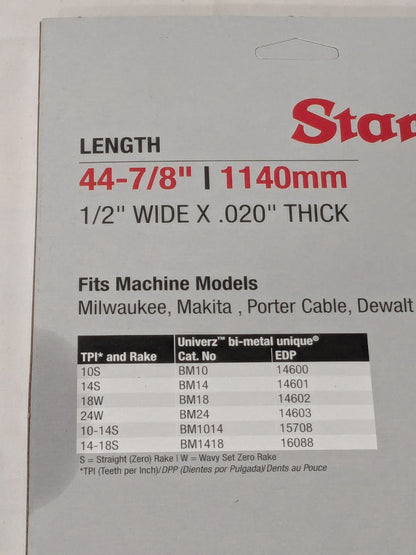 3PK Starrett Portable Bandsaw Blade: 3' 8-7/8" L, 1/2" W, 0.02" T, 18 TPI 14602