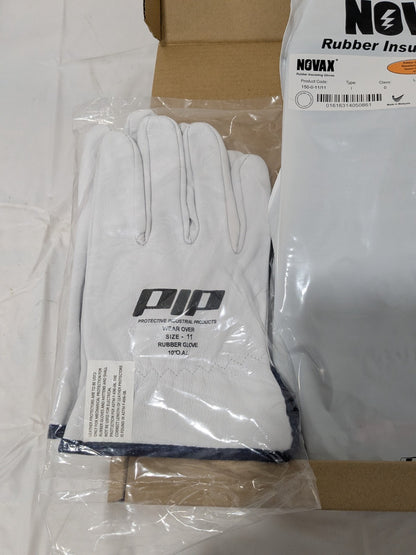 PIP Rubber Linesman Gloves: Class 0, Size 2X-Large, 11" Long 150-SK-0/11-KI