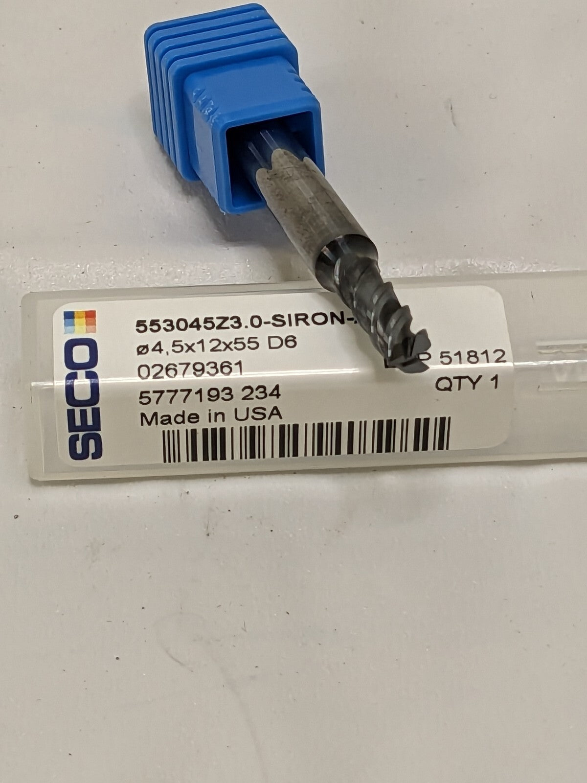 SECO Corner Chamfer End Mill: 4.5 mm Dia, 3 FL 02679361