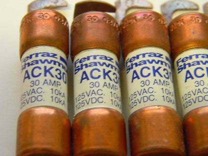 Ferraz Shawmut Time Delay Amperage Rating A30 Forklift & Truck Fuses Qty 5 ACK30