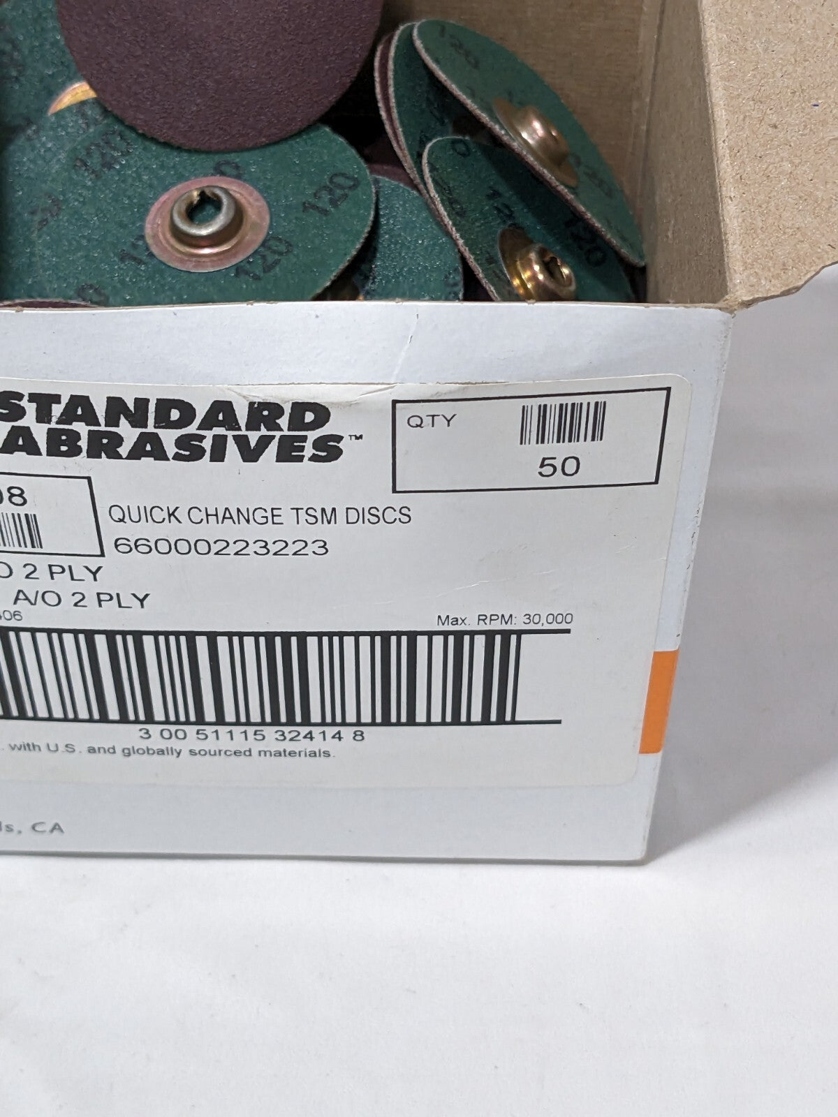 SA Quick-Change Disc: TSM, 2" Dia, 120 Grit, AO, Coated Qty 50 7100062272