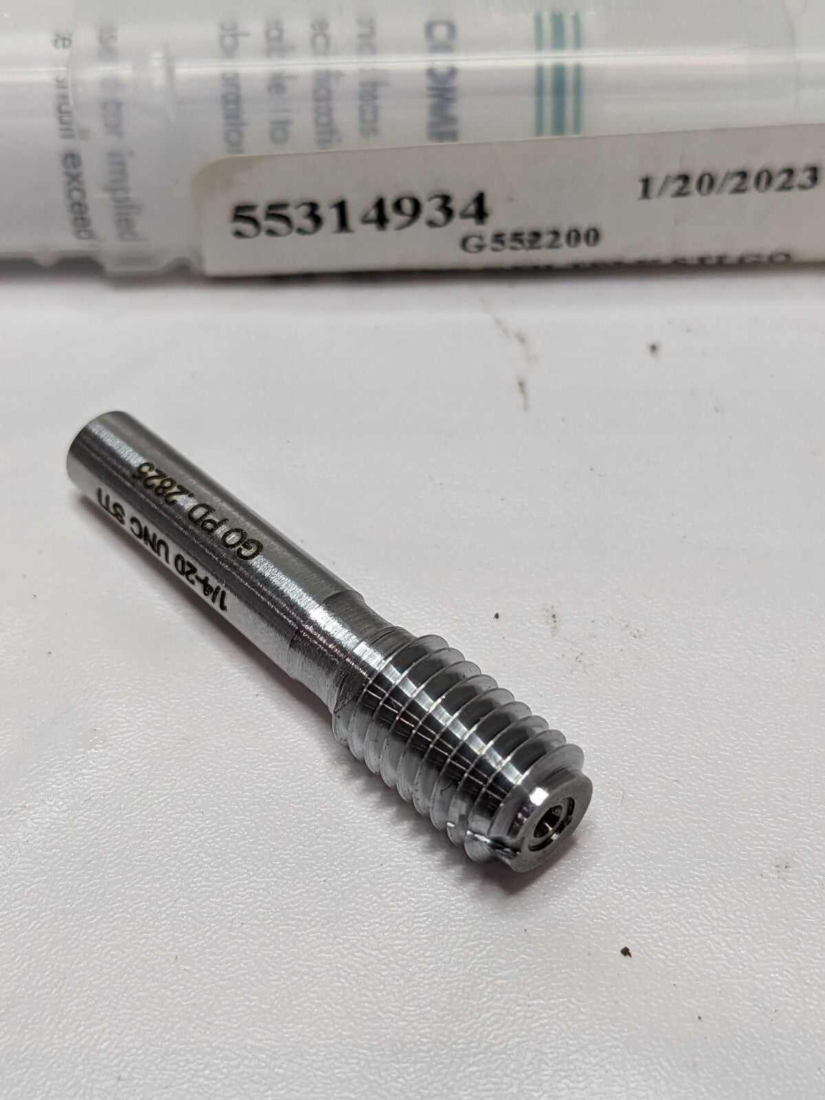 GF GAGE Plug Thread Insert Go Gage 1/4-20 Thread, (STI) Class 2B/3B, 55314934