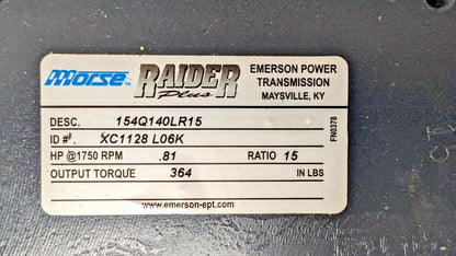 Morse Raider Worm Gear Reducer Left/Right0.75"SD 15:1 Ratio XC1128 154Q140LR15