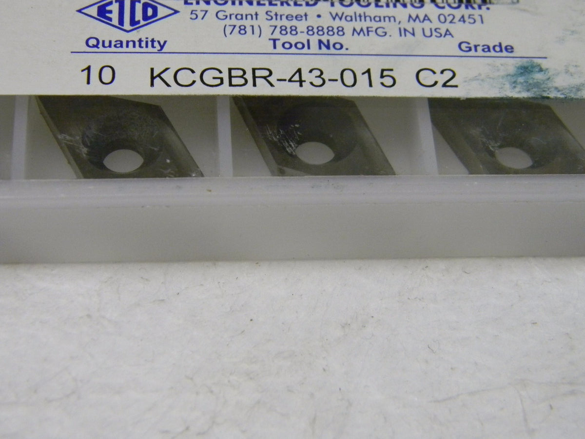Engineered Tooling Corp Carbide Profiling Inserts KCGBR-43-015 Grade C2  QTY 10