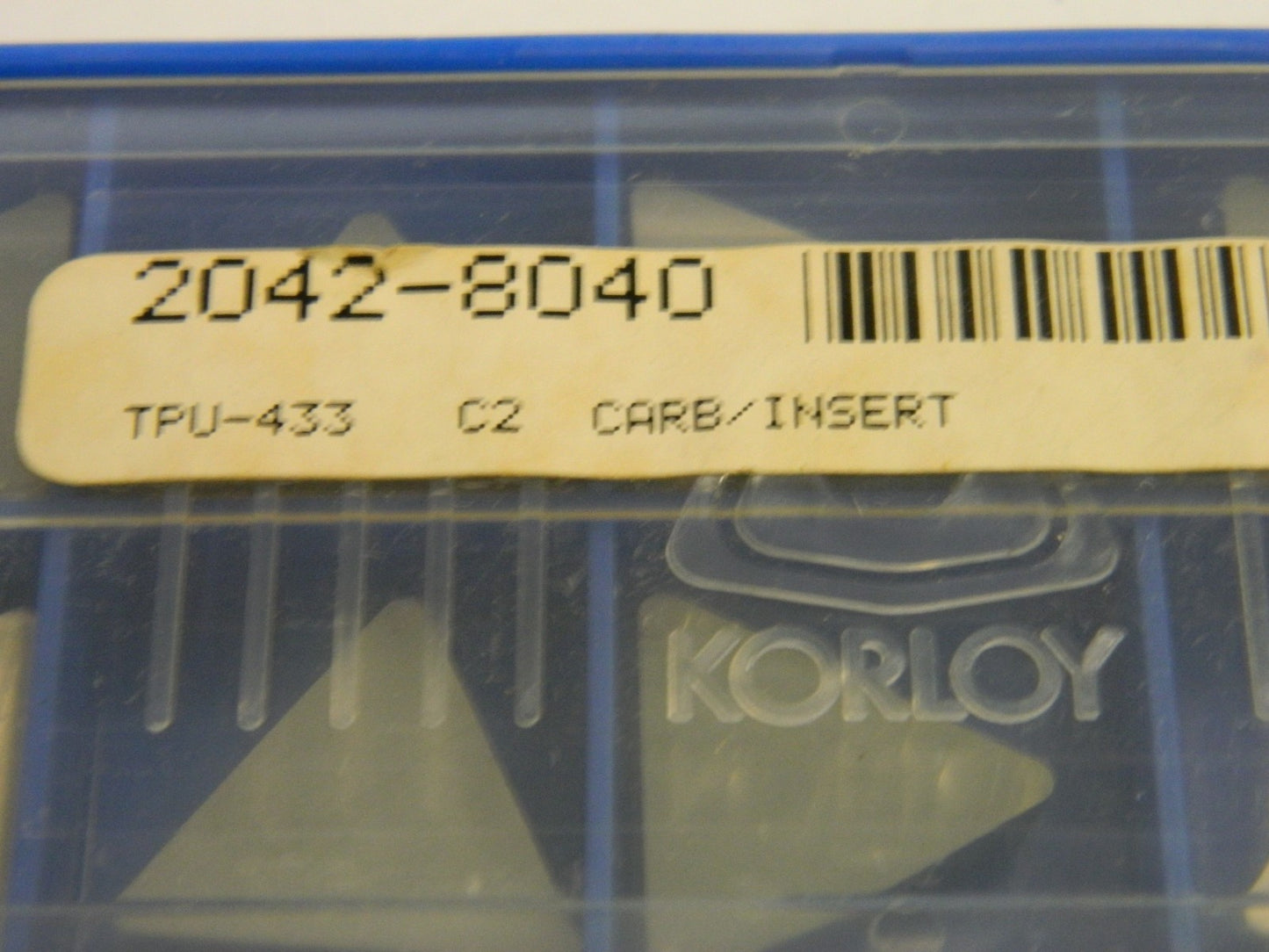 Korloy Tpu433 C2 2042-8040 Carbide Inserts, Qty 10 78230935