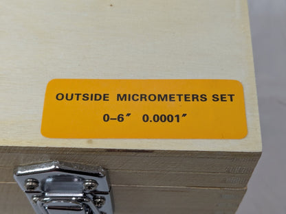 6 Piece Mechanical Outside Micrometer Set 0 to 6" Range 06314884