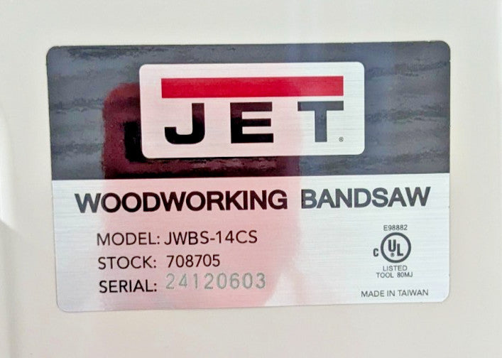JET JWBS-14CS 14" Vertical Bandsaw  6" Height Capacity  115/230V  1HP