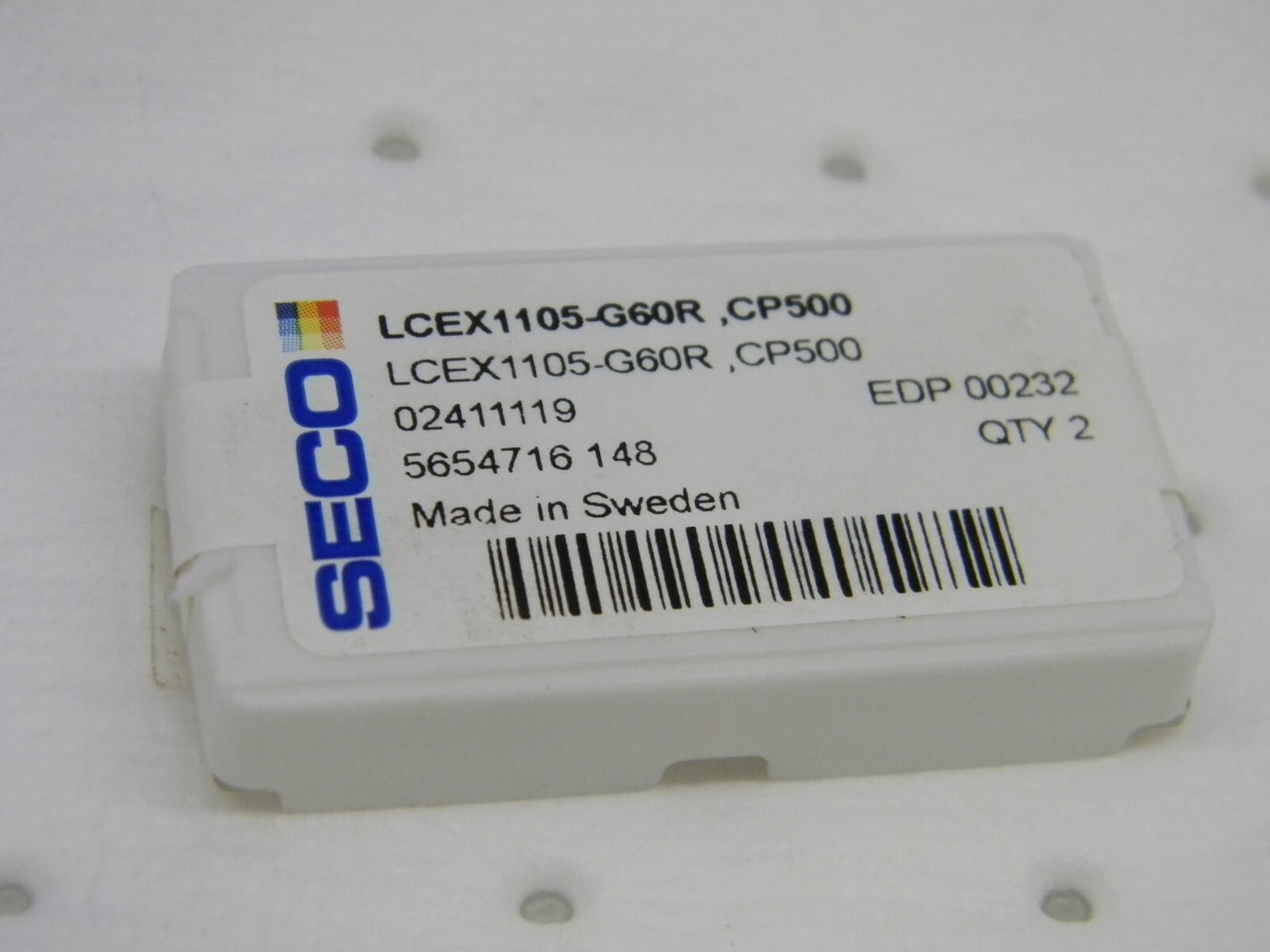 SECO Threading Inserts :1105 Size  Solid Carbide Qty 2  02411119