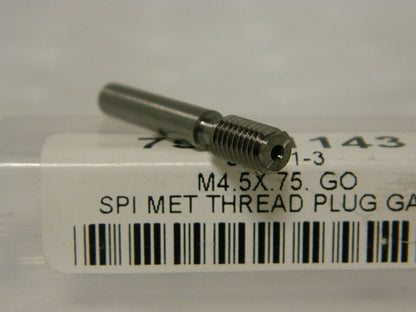 SPI Single End Plug Thread Go Gage M4.5x0.75 Class 6H 34-541-3