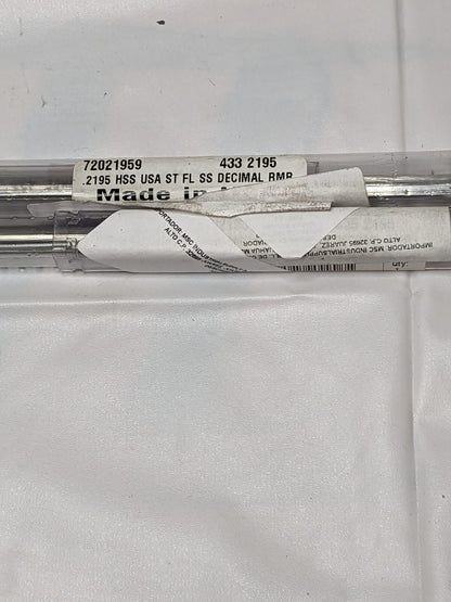 Chucking Reamer: 0.2195 Dia, 5 OAL, 1-1/4 Flute Length Qty 2 433-0.2195