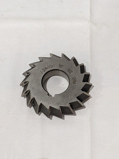 Double Angle Milling Cutter: 90 °, 2-3/4" Dia, 1/2" Width, 1" Arbor 328-6211