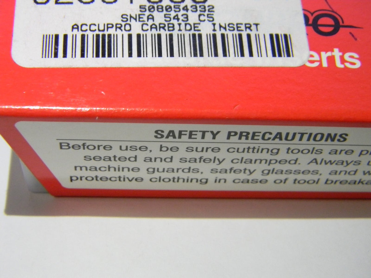Accupro Carbide Inserts SNEA 543 Grade C5 Qty 10 508054332