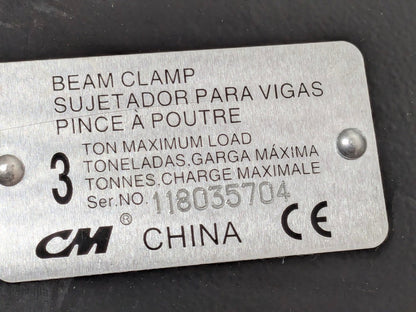 CM 3 Ton Screwlock Clamp 12-1/2" Flange Width 09003W