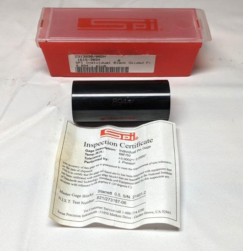 SPI  Class ZZ Plus Plug Gage 0.8940"+ Dia  28-894-4