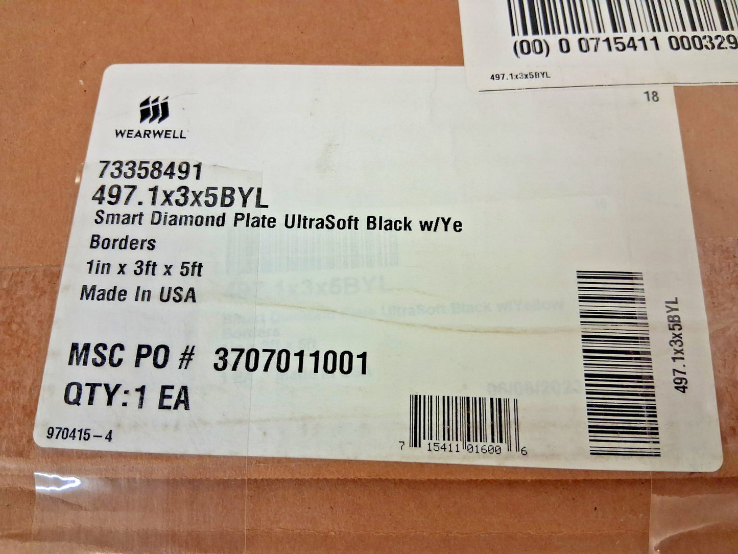 Wearwell Beveled Edges Anti-Fatigue Mat 5Ft L 3Ft W 1" Thick 73358491