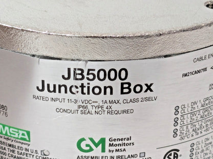 MSA JB5000 Junction Box Conduit Entry Type 3/4"-14 NPT 316 SS 10213892