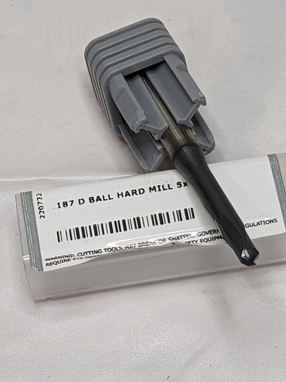HARVEY TOOL Ball End Mill: 0.1875 Dia, 0.15 LOC, 2 Flute 38812-C6