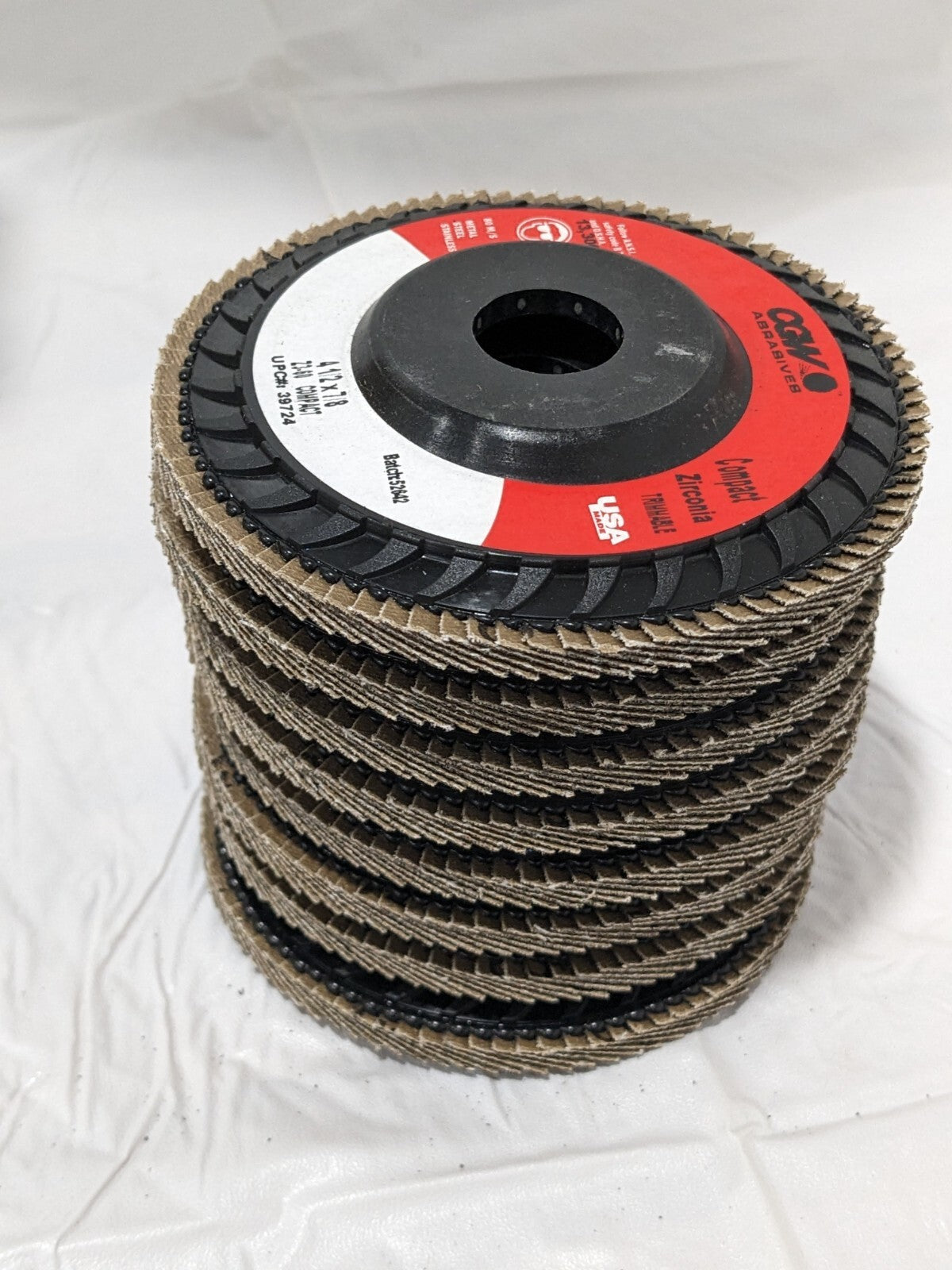 CGW Flap Disc: 4-1/2 Dia, 7/8 Hole, 60 Grit, ZA, Type 27 Qty 8 39724