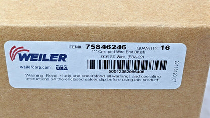 PACK OF 16 Weiler 1" Crimped Wire End Brushes SS 6 mm Shank Dia 98540 75846246
