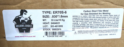 Welder's Choice  MIG Welding Wire ER70S-6  .030" Dia  Carbon Steel 598
