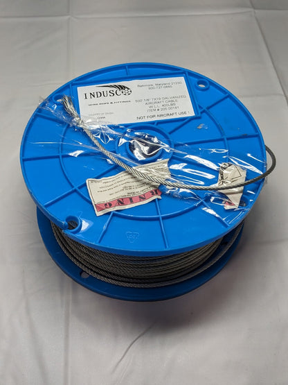 Indusco 1/8" Diam, Galvanized Steel Wire Rope, Approx. 500' WS-MH-WIRE-044