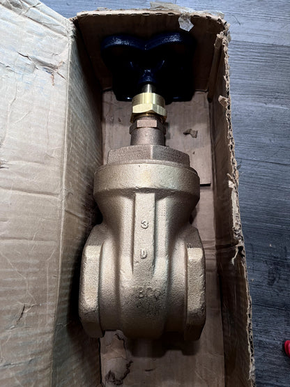 NIBCO Gate Valve: Non-Rising Stem, 3" Pipe, Threaded, Bronze NL0J00F