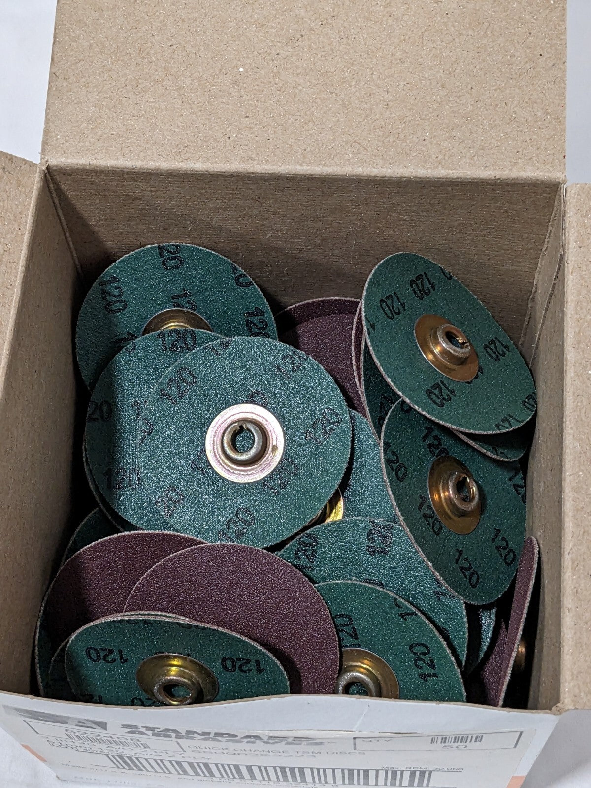 SA Quick-Change Disc: TSM, 2" Dia, 120 Grit, AO, Coated Qty 50 7100062272
