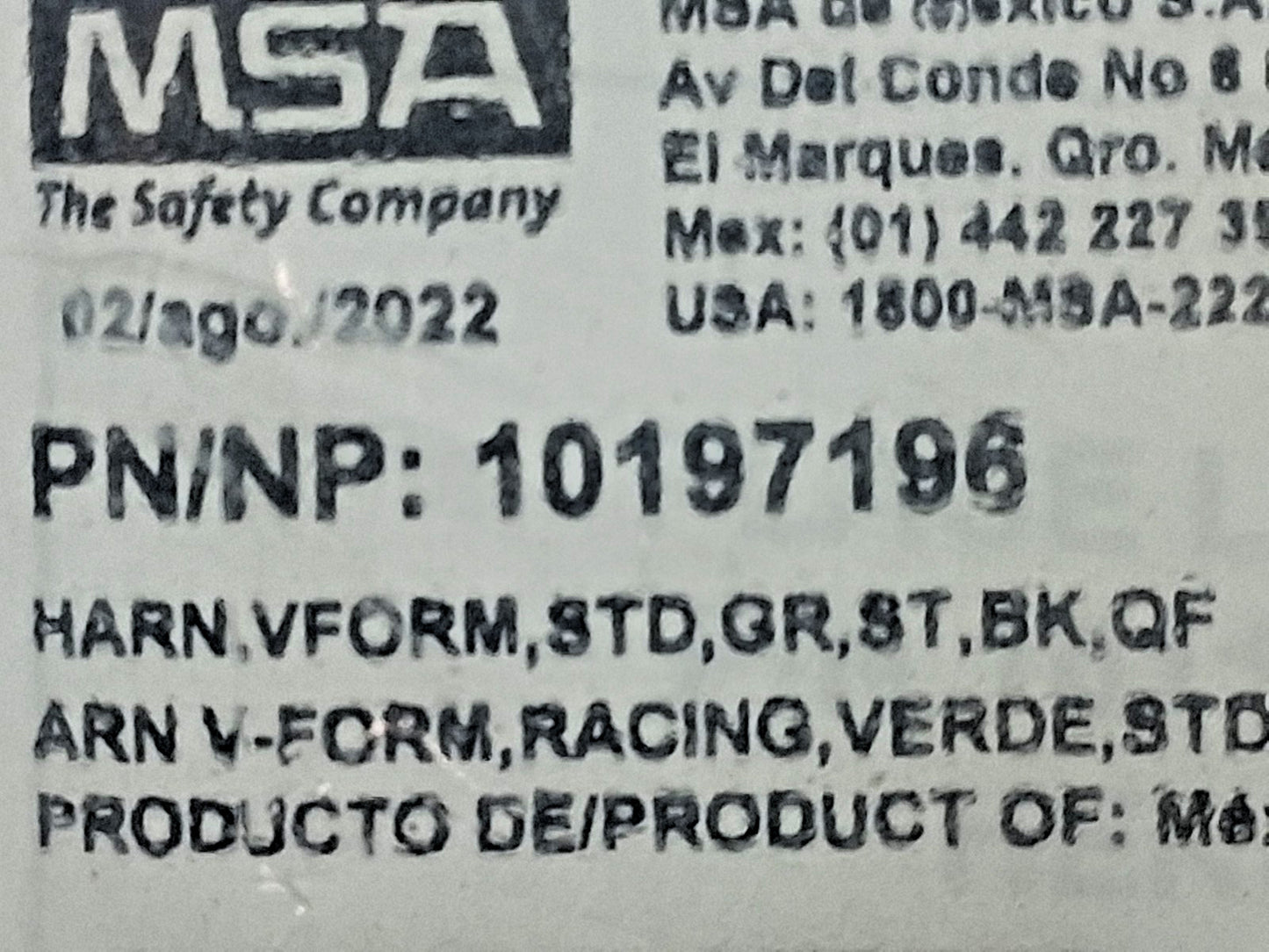 MSA Fall Protection Vest Harnesses 400lb 10197196