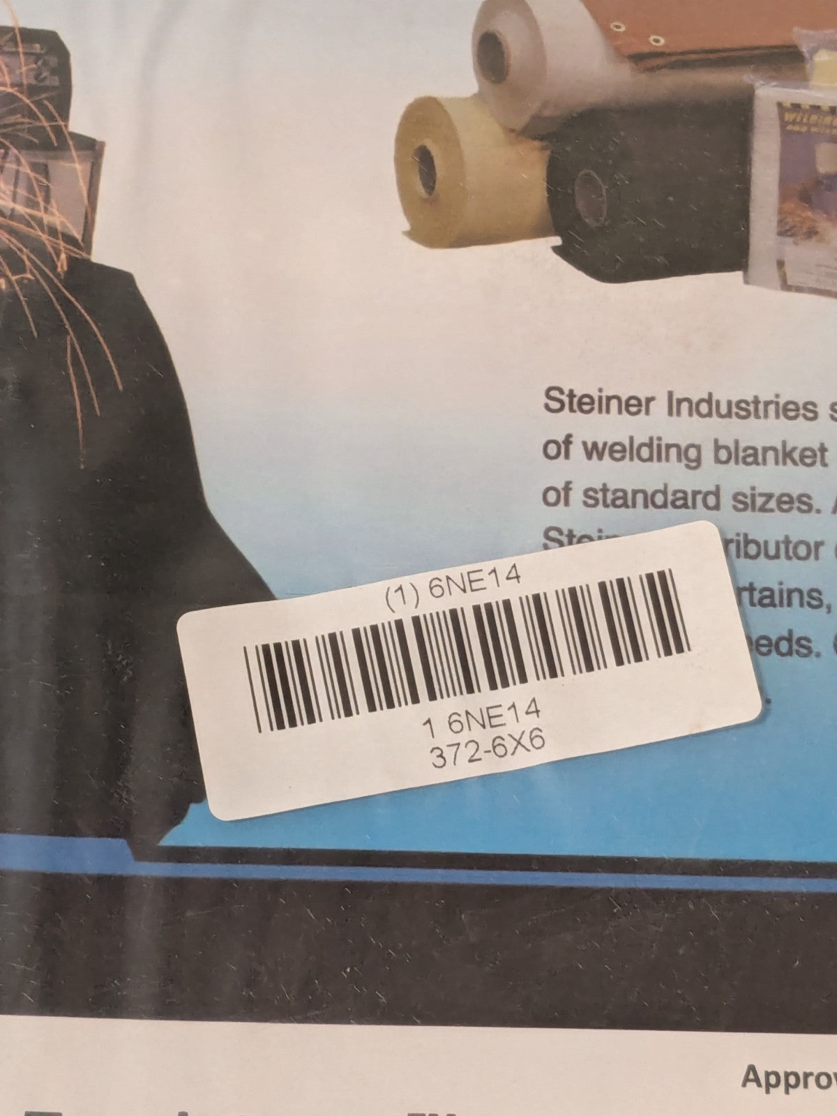 Steiner 6' High x 6' Wide x 0.035" Thick Fiberglass Welding Blanket 6NE14