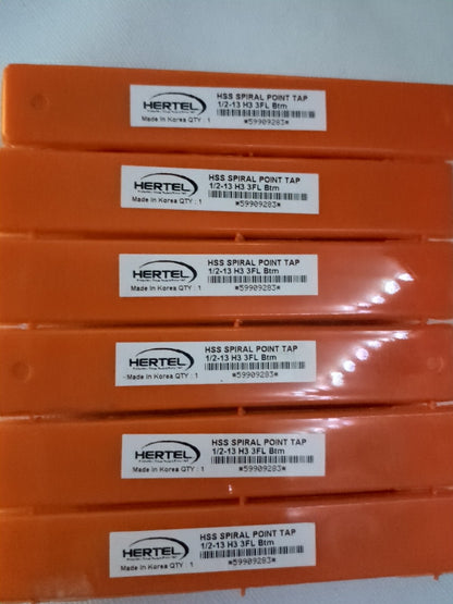 HERTEL Spiral Point Taps 5pk: 1/2-13 Thread, UNC, 3 Fl hss K099409AS