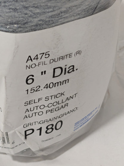 Norton 6" Dia PSA Disc Roll: 180 Grit, Silicon Carbide Qty 250 78072771113