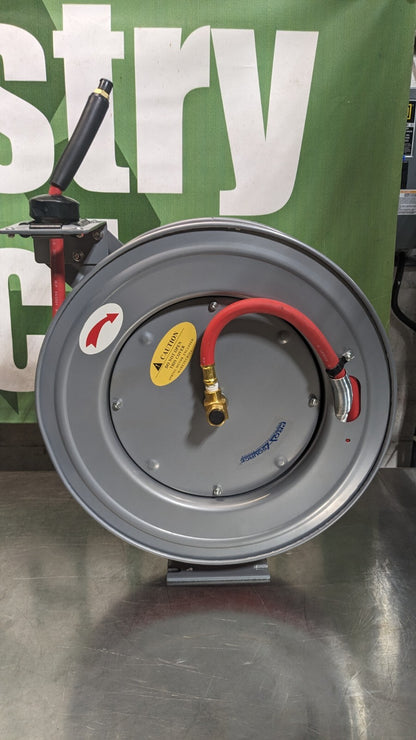 PRO-SOURCE Hose Reel with Hose 3/8" ID x 50' Spring Retract 300 psi Damaged