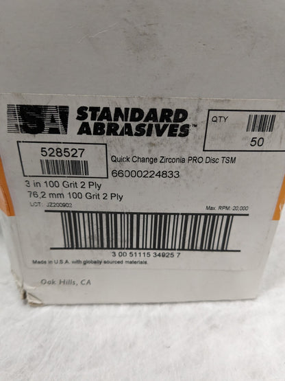 SA Quick-Change Disc: TSM, 3" Dia, 100 Grit, ZA, Coated Qty 50 7100074485
