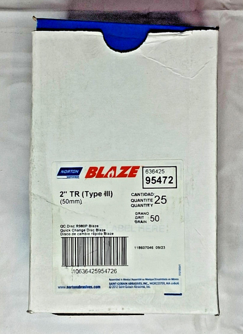 Norton Ceramic Quick Change Discs Type3 50 Grit 2" QTY 25 63642595472